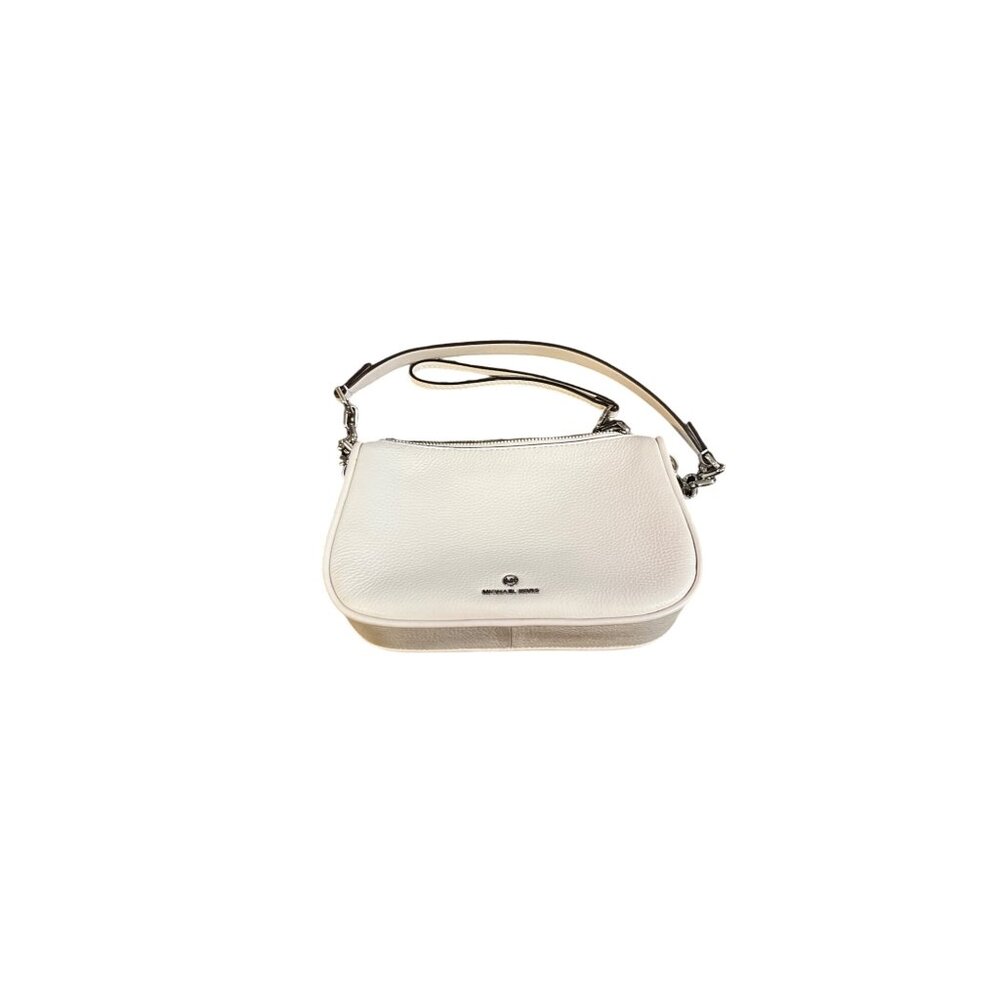 Michael Kors Small Cream Pebbled Leather Purse Wristlet Strap Silver HW Used - Picture 9 of 16